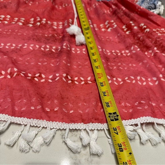 Red Casual Woman’s Floral Printed Patchwork Tassel Dress - Picture 7 of 11